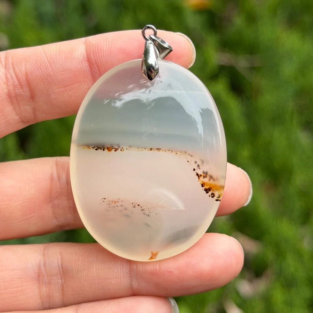 925 silver plated translucent natural agate pendant‎ 1340